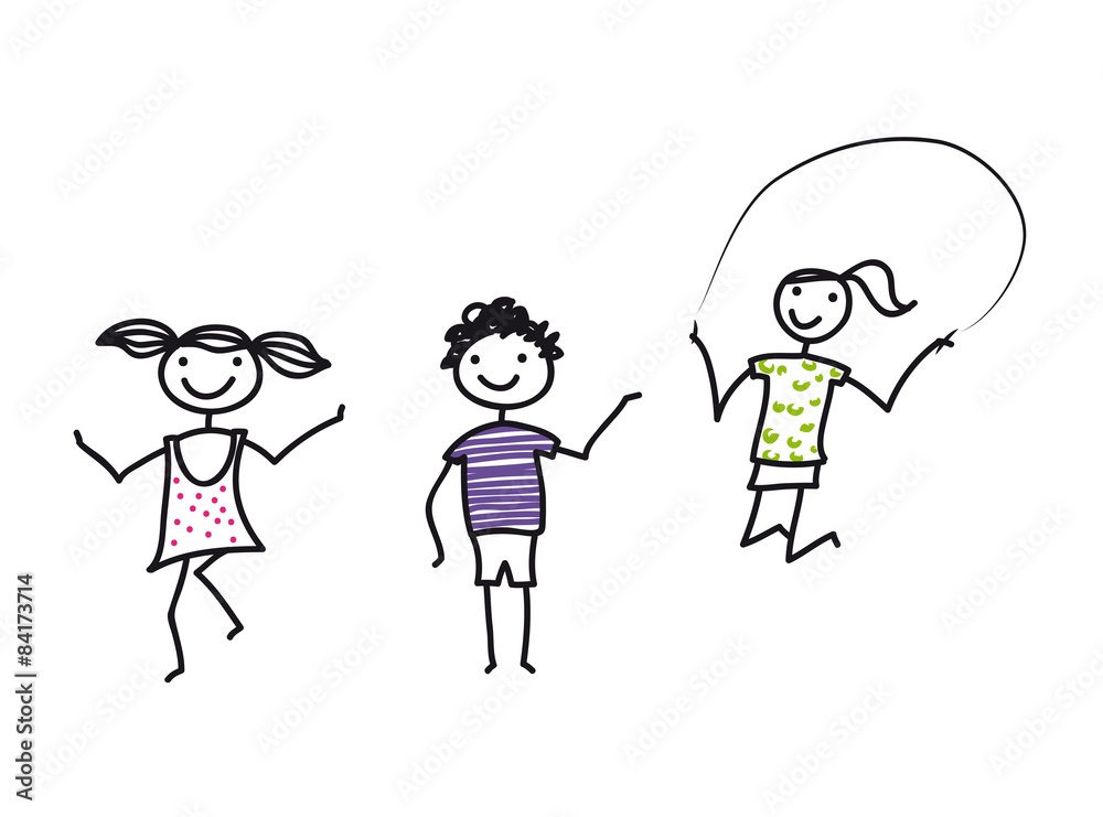Drei fröhliche Kinder beim Spielen, sportliche Betätigung im Freien, Ausgleich in der Bewegung finden, Fitness Drei fröhliche Kinder beim Spielen, sportliche Betätigung im Freien, Ausgleich in der Bewegung finden, Fitness