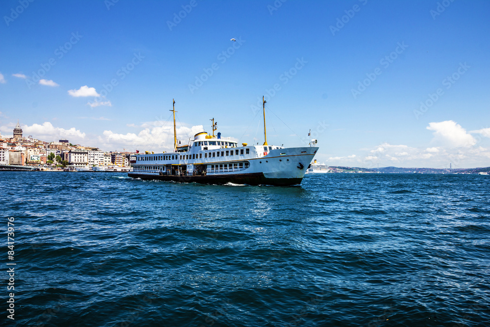 Passenger vessel in Bosporus, Istanbul, Turkey