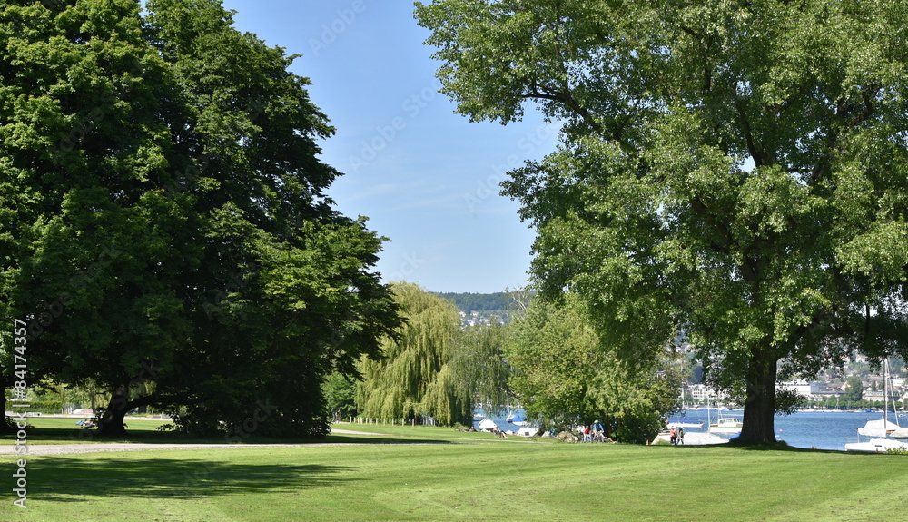 jardin public en bordure du lac de zurich