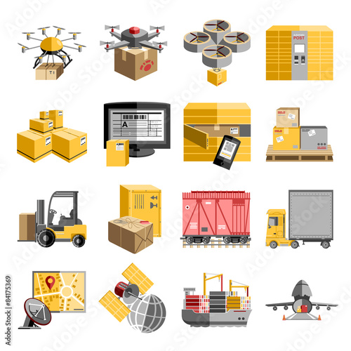 New logistics flat icons set
