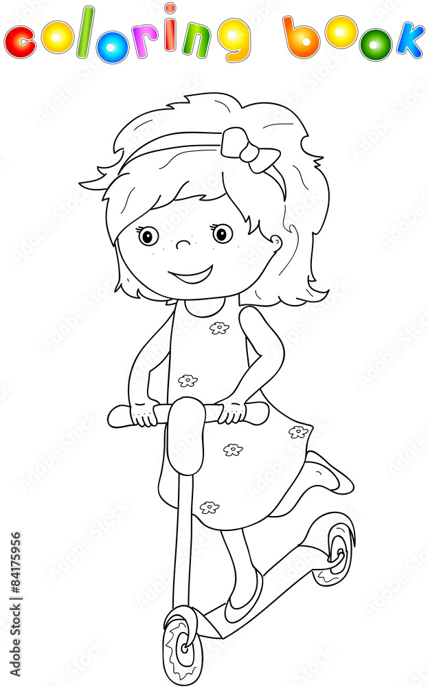 Small cute girl riding a scooter Small cute girl riding a scooter