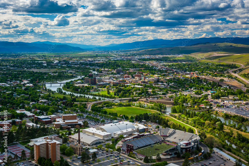 Fotografie, Obraz View of Missoula from Mount Sentinel, in Missoula, Montana.