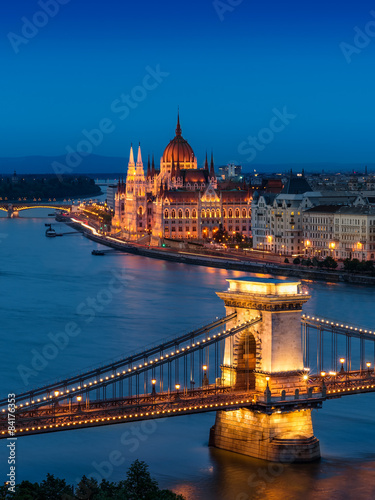 Budapest Chain Bridge and the Hungarian Parliament