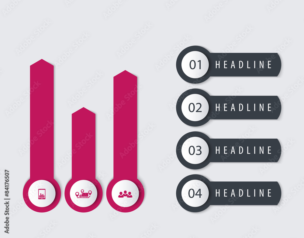 Business infographic elements, timeline, step labels, 1 2 3 4 Business infographic elements, timeline, step labels, 1 2 3 4