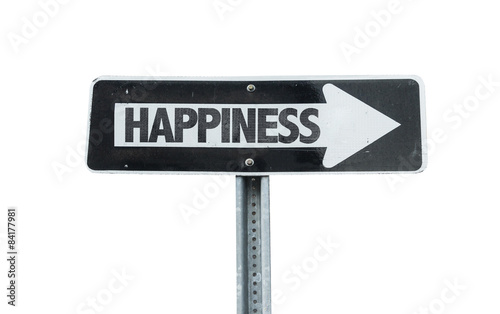 Happiness direction sign isolated on white 