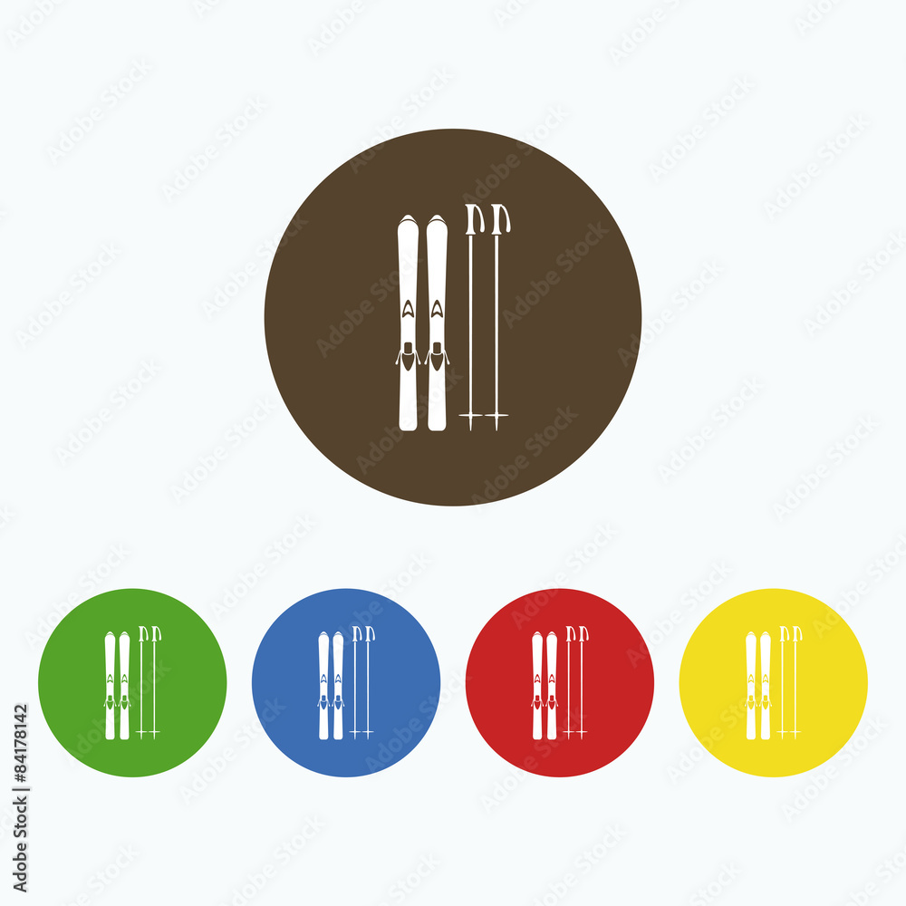 Simple icon skis with sticks. Simple icon skis with sticks.