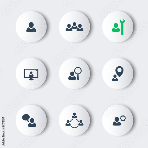 business round modern icons with people, vector, eps10
