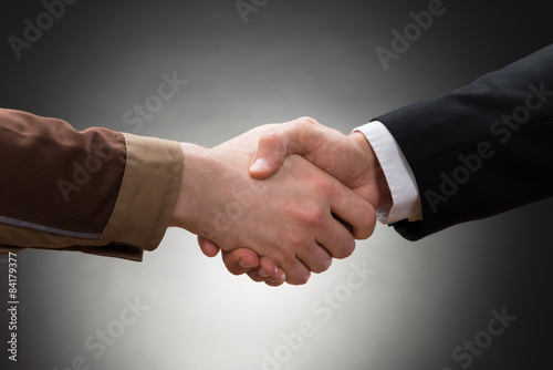 Worker And Businessman Shaking Hand