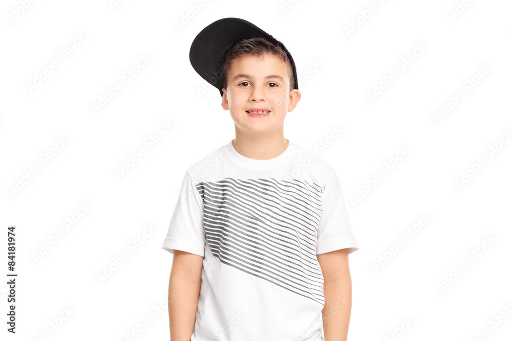 Cool little boy in trendy clothes