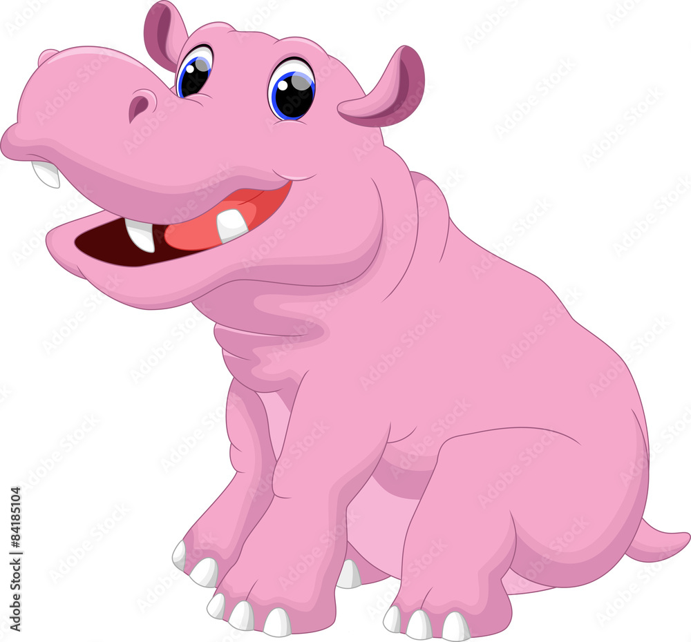 Naklejka premium Hippo cartoon sitting