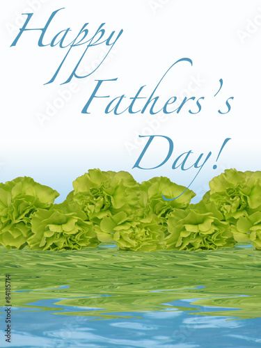 Happy Father's Day isolated green carnation water reflection