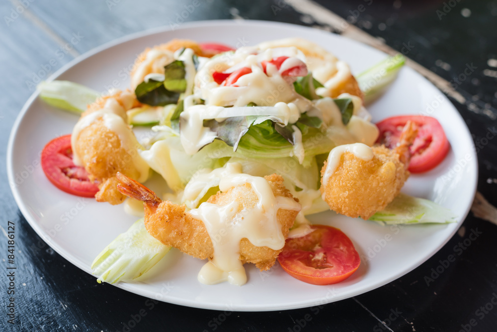 fried shrimp salad cream mixed vegetable