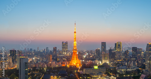 Tokyo Tower and Tokyo city nice view at sunset time