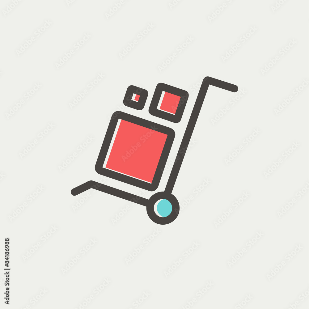 Trolley with boxes thin line icon Trolley with boxes thin line icon