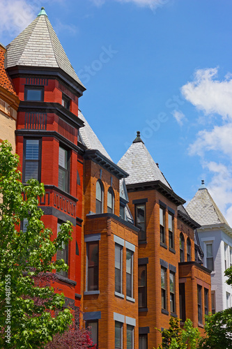 Colorful brick townhouse of US capital.