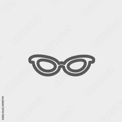 Retro cat eyeglasses thin line icon