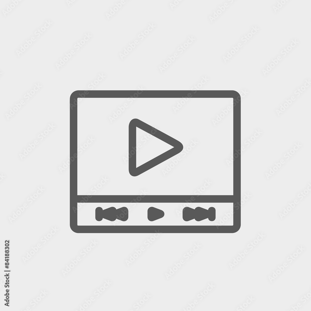 Play sign in movie player thin line icon Play sign in movie player thin line icon