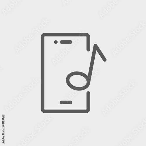 Smartphone with music note thin line icon