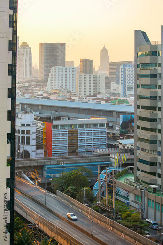 Landscape of Bangkok city sunrise view