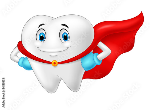 Happy superhero healthy tooth 