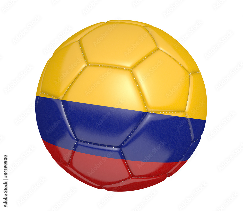 Soccer ball, or football, with the country flag of Colombia