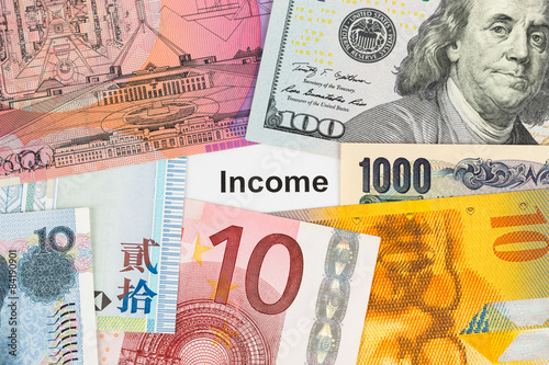 Income and banknote concept income