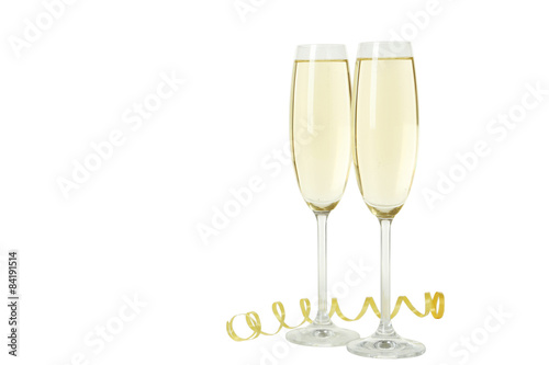 Glasses of champagne isolated on a white