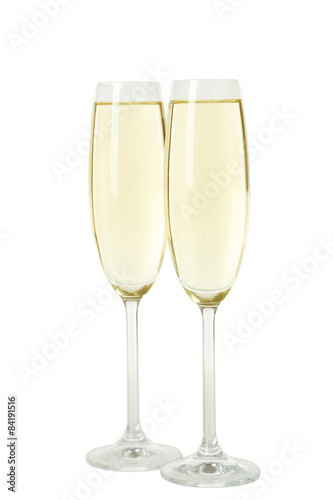 Glasses of champagne isolated on a white
