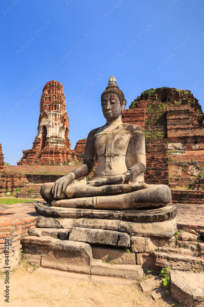 Ancient statue of buddha in wat mahathat temple, Ayutthaya Thail Ancient statue of buddha in wat mahathat temple, Ayutthaya Thail