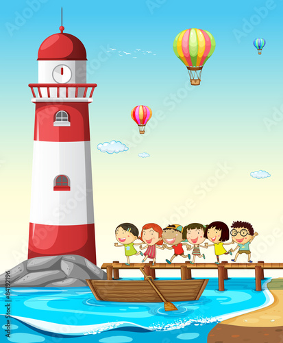 Children and lighthouse