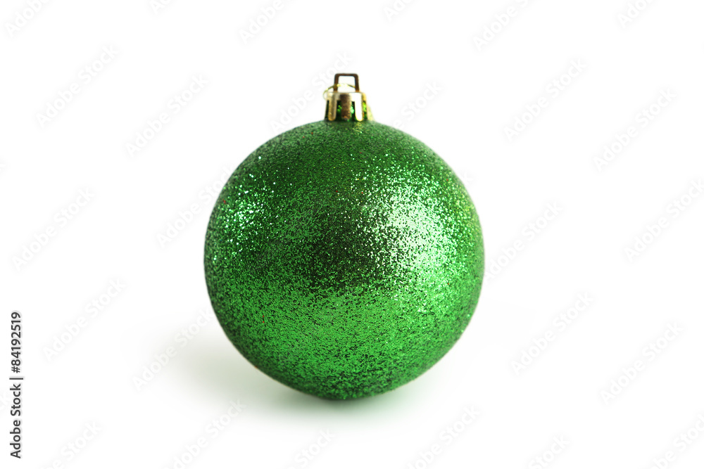 Green christmas ball isolated on white Green christmas ball isolated on white