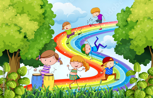 Children and rainbow