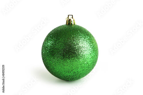Green christmas ball isolated on white