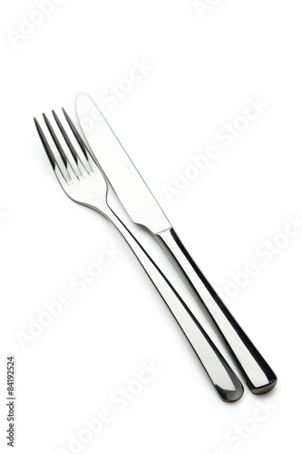 Fork and knife isolated on white