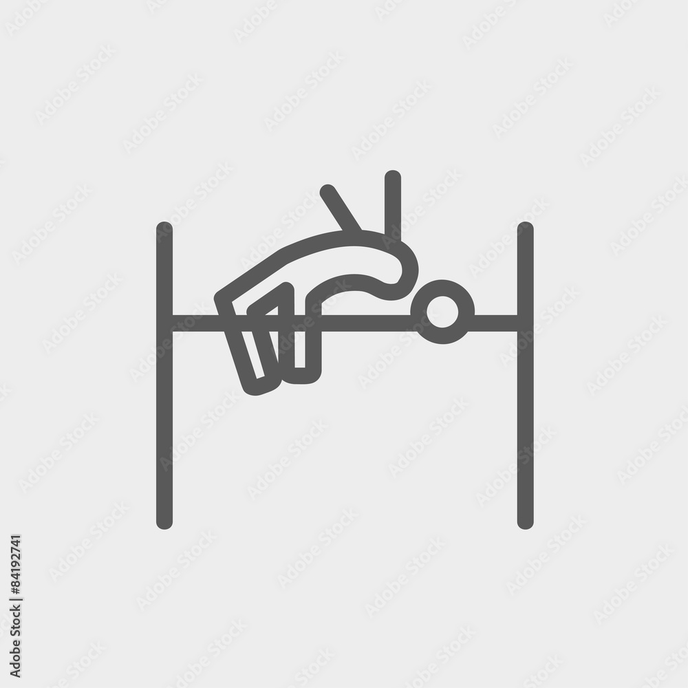 High jump thin line icon