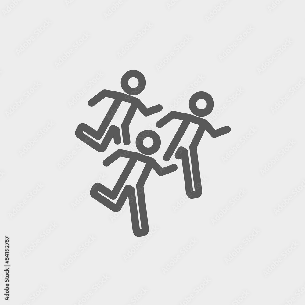 Marathon runners thin line icon Marathon runners thin line icon