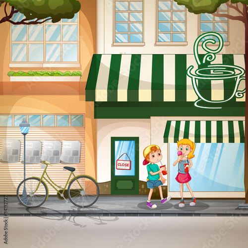 Children and shops
