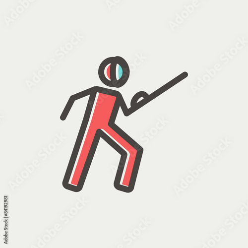 Fencing sport thin line icon