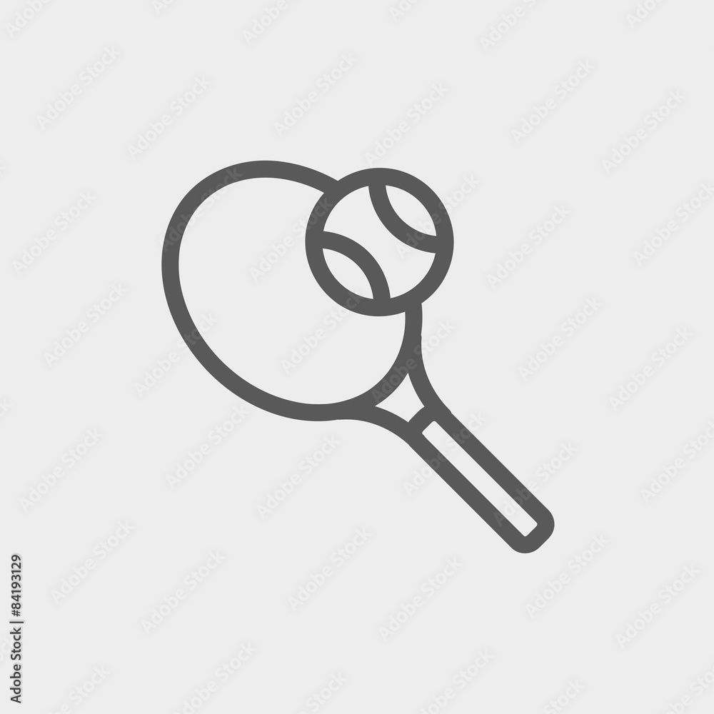 Tennis racket and ball thin line icon Tennis racket and ball thin line icon
