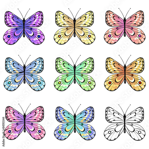 Wallpaper Mural Set of colorful  butterflies Torontodigital.ca