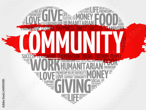 Community word cloud, heart concept