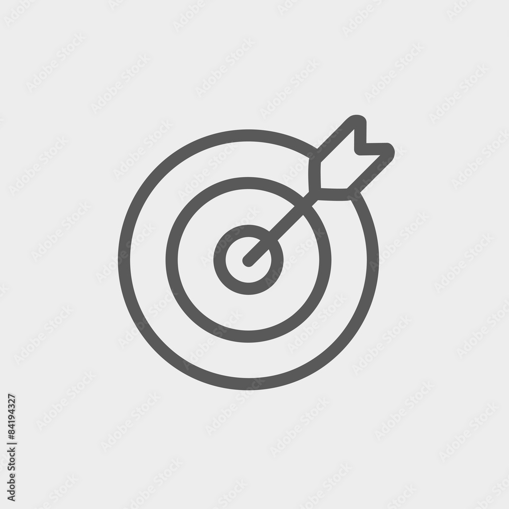 Arrow hit the target thin line icon Arrow hit the target thin line icon