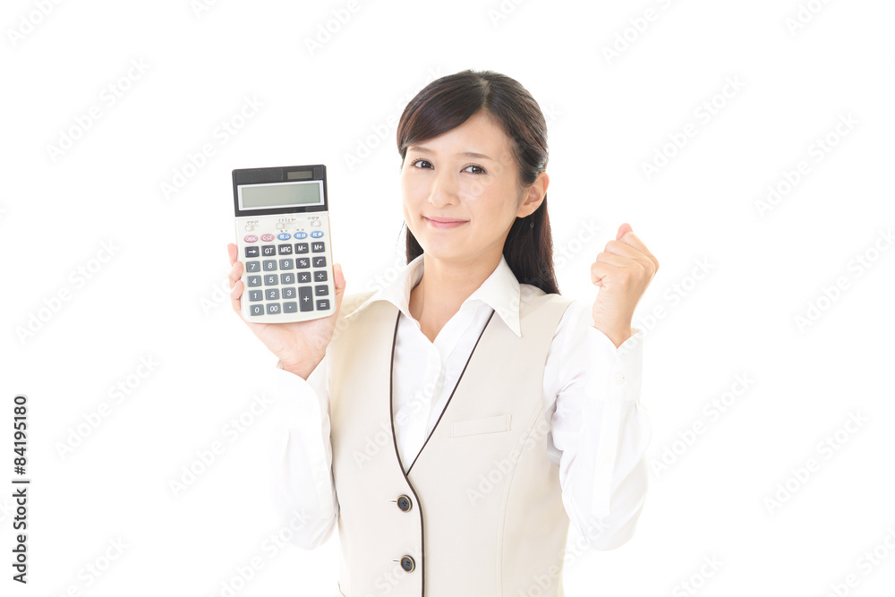 計算機を持つ女性 計算機を持つ女性