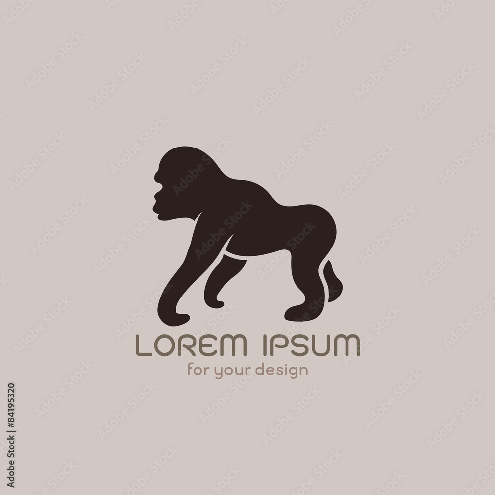 Obraz premium Vector image of an gorilla design on brownish background