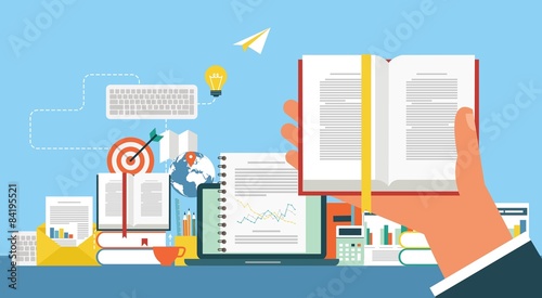 Flat design concept for e-learning