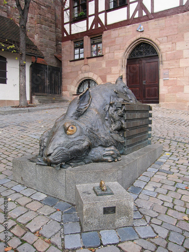 The monument Nuremberg Hare in Nuremberg. Germany