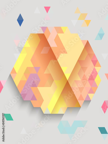 Colorful hexagon on gray background