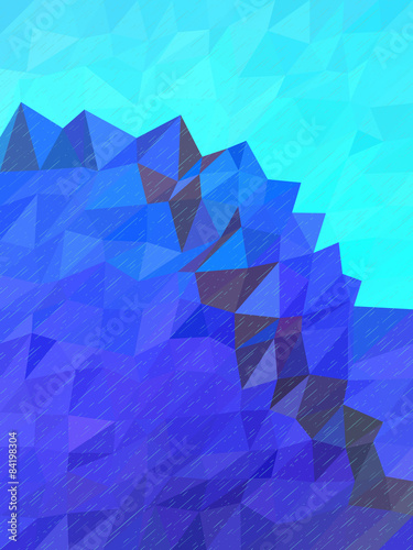 Abstract blue mountain and sky with rain texture