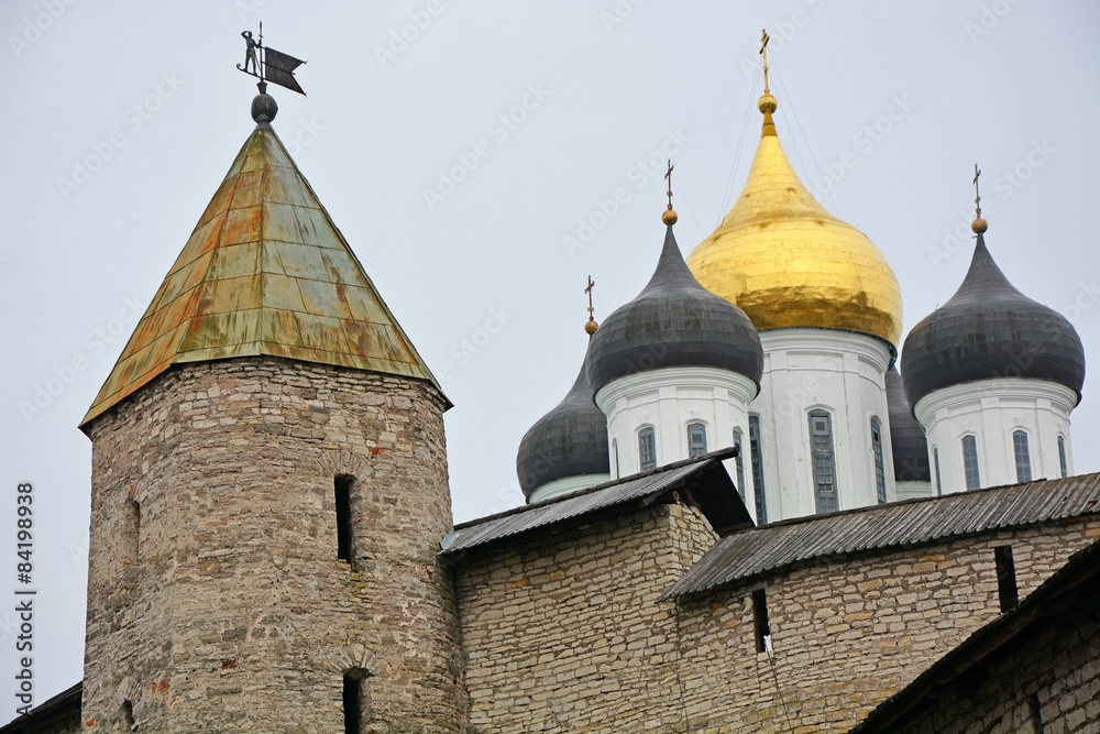 Russia- Pskov Kremlin with famous Trinity cathedral