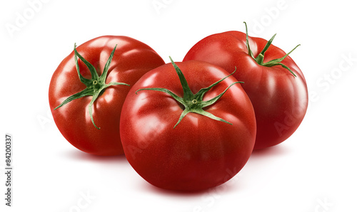 3 tomato horizontal composition isolated on white background
